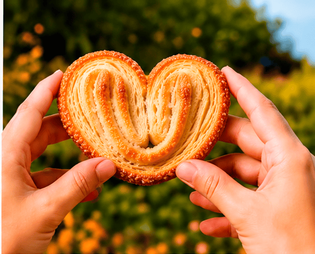 Dos manos sostienen una orejita con forma de corazón.